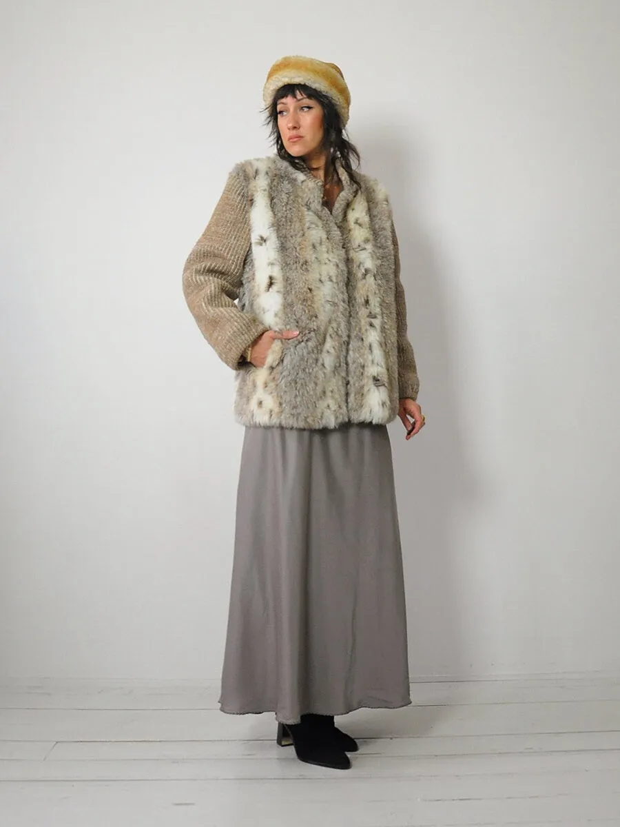 1970's Faux Leopard Knit Coat