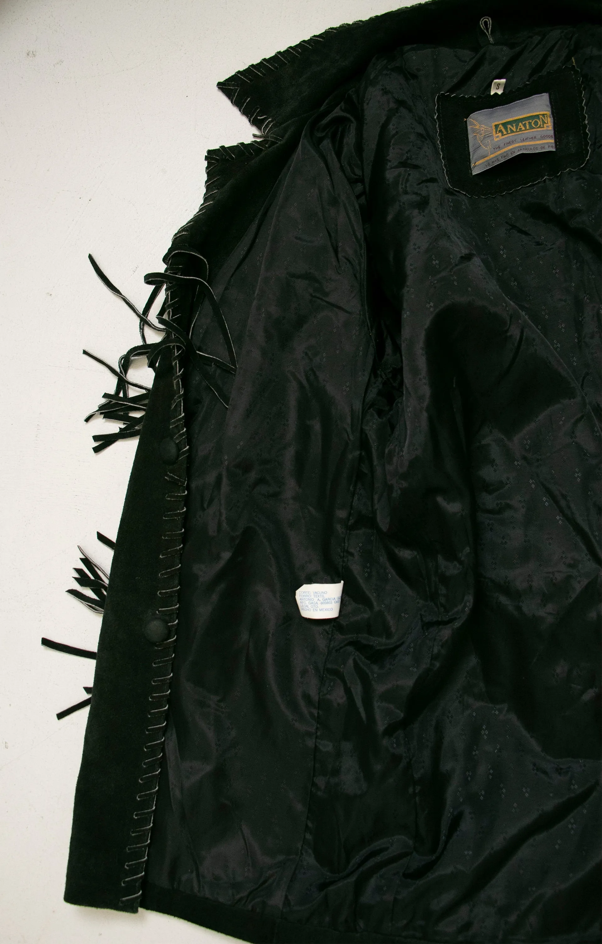 1990s FRINGE Suede Jacket Western Leather Coat Black Small