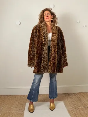 80's Leopard Faux Fur Swing Coat