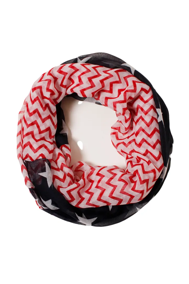 AINF78378 - STARS AND CHEVRON INFINITY SCARF