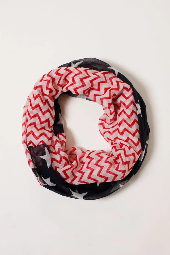 AINF78378 - STARS AND CHEVRON INFINITY SCARF