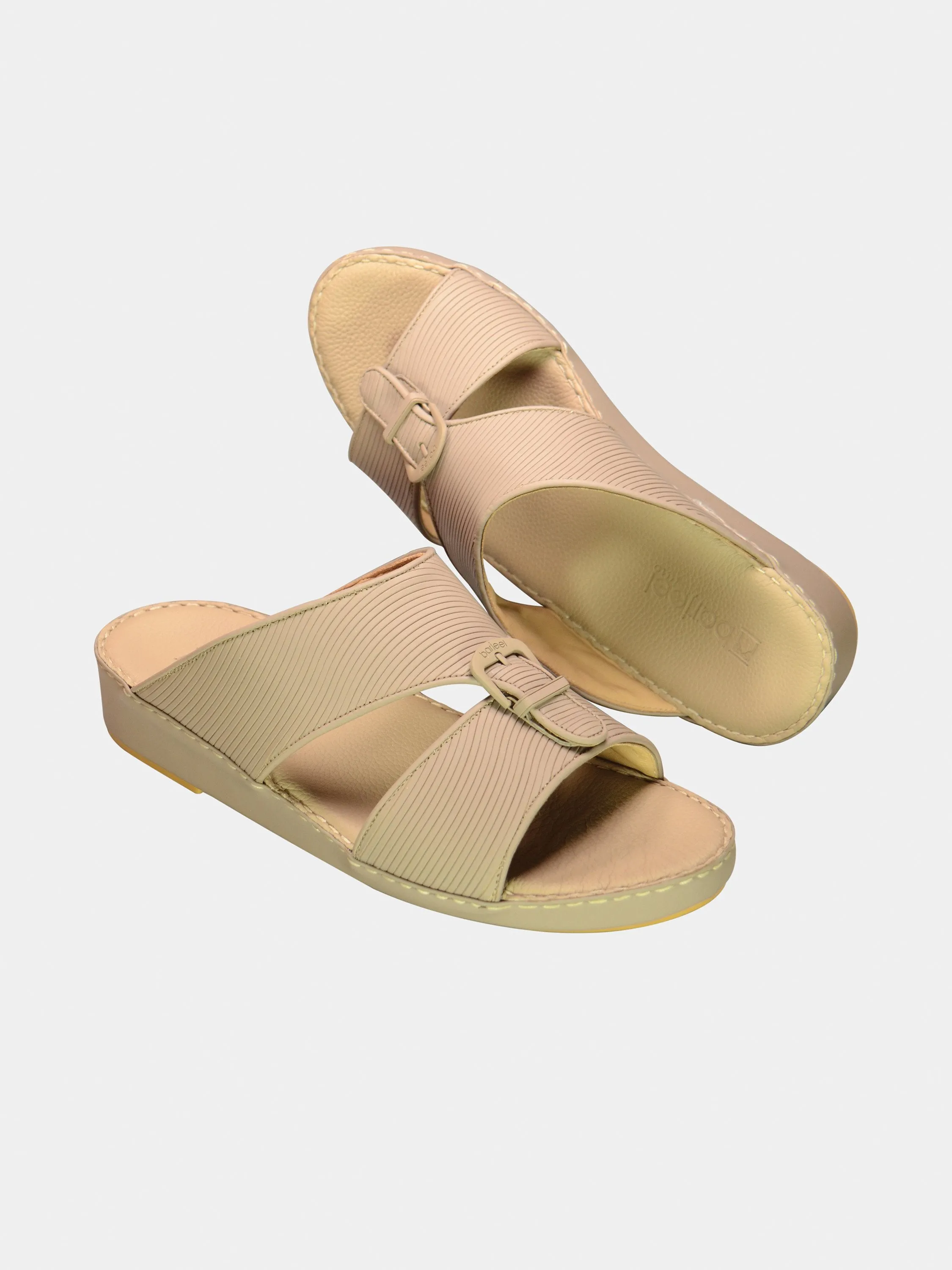 Barjeel Uno 001942 Textured Buckle Arabic Leather Sandals