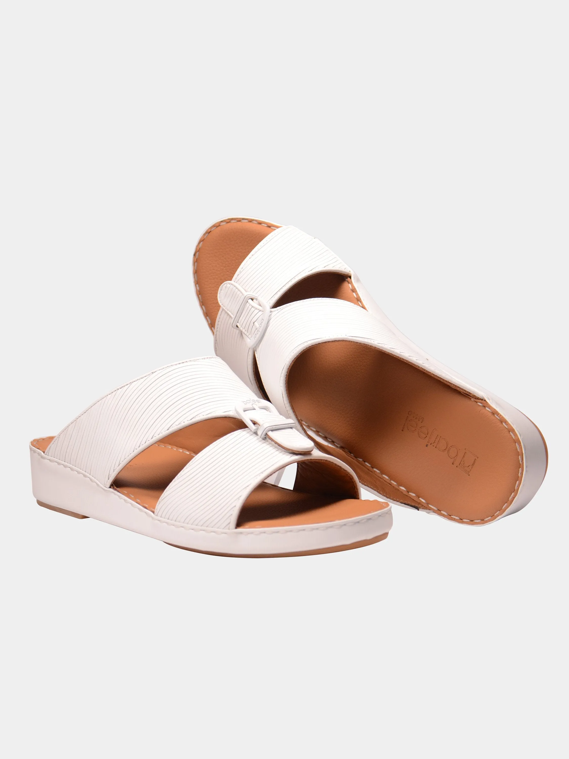 Barjeel Uno 001942 Textured Buckle Arabic Leather Sandals