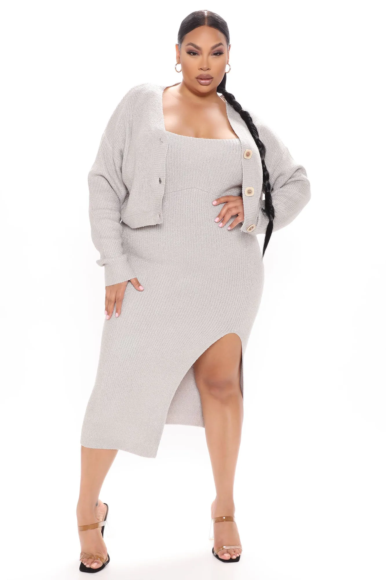 Blakely Sweater Midi Dress Set - Heather Grey