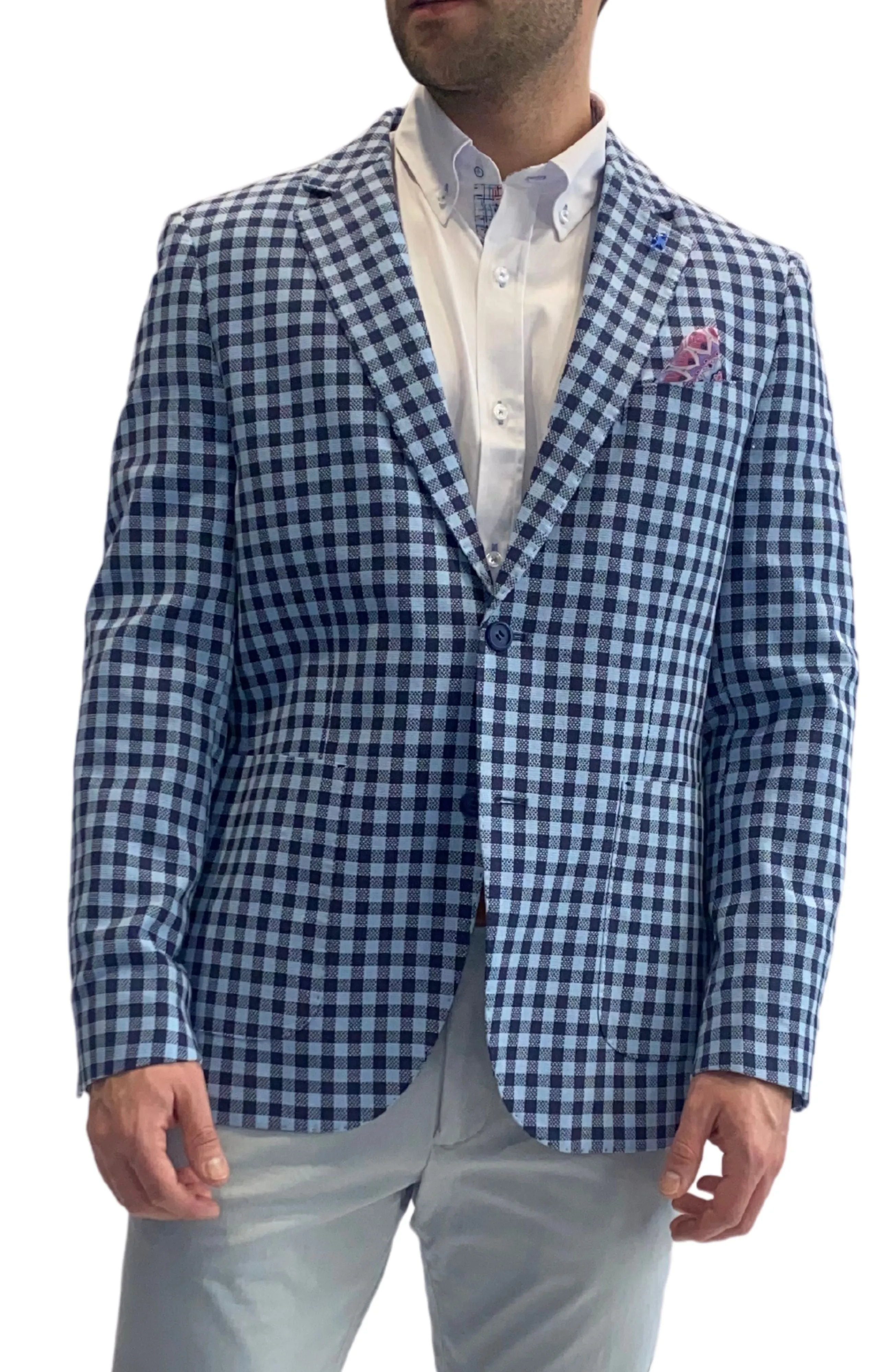 Blue Textured Check Sport Coat