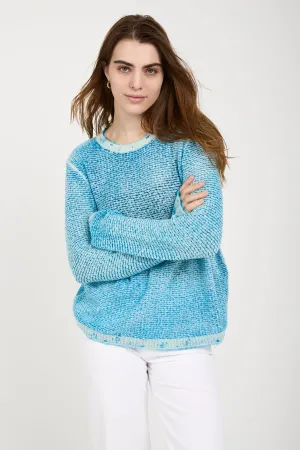 Brushed Cotton Linen Pullover Sweater in Nigella