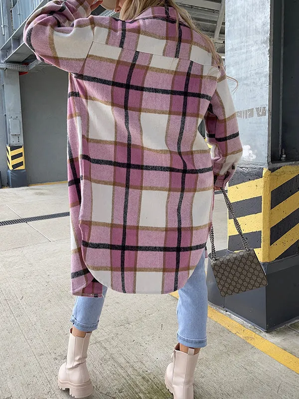 Button Down Checkered Longline Coat