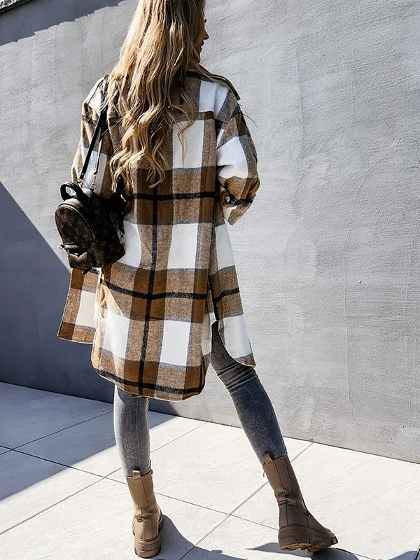 Button Down Checkered Longline Coat