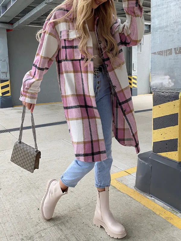 Button Down Checkered Longline Coat