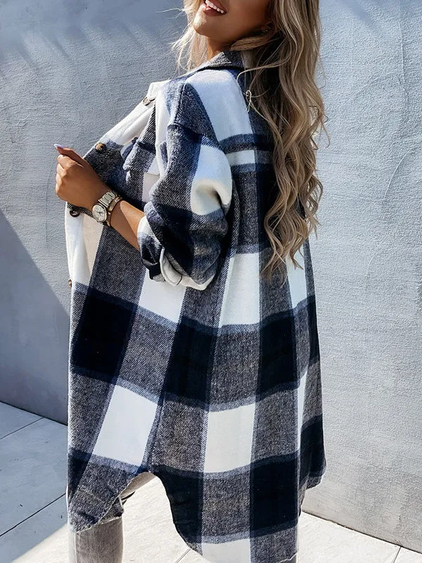 Button Down Checkered Longline Coat