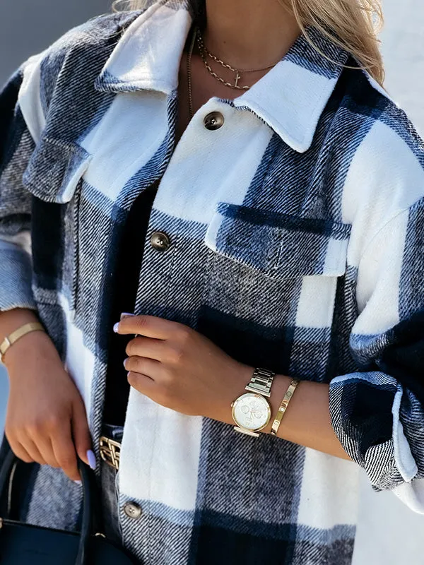 Button Down Checkered Longline Coat