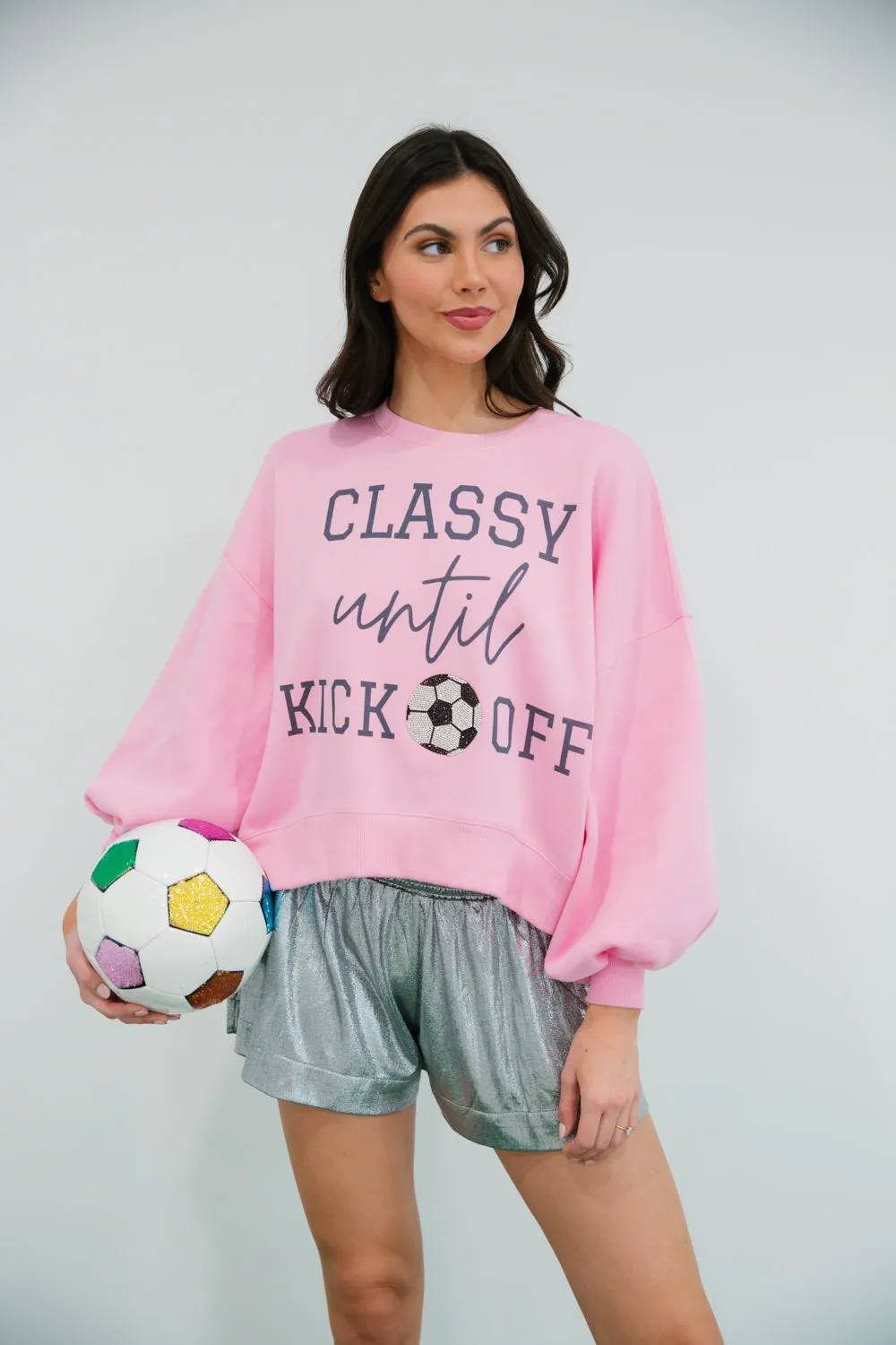 CLASSY UNTIL SOCCER KICKOFF PINK PULLOVER