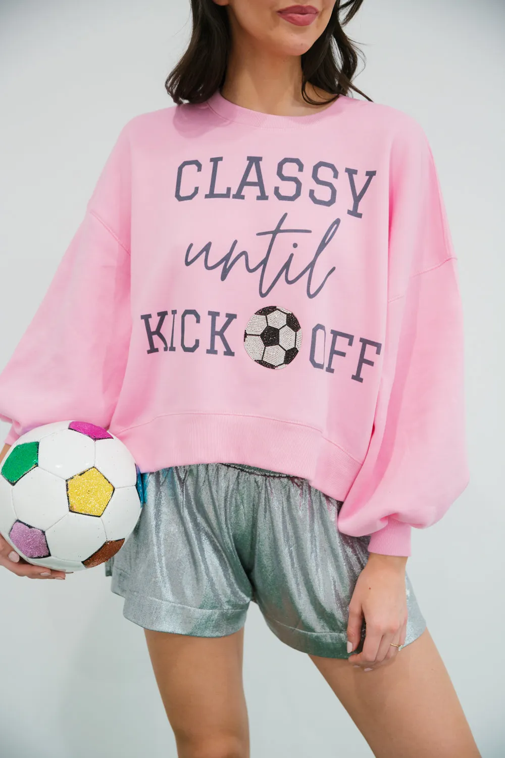 CLASSY UNTIL SOCCER KICKOFF PINK PULLOVER