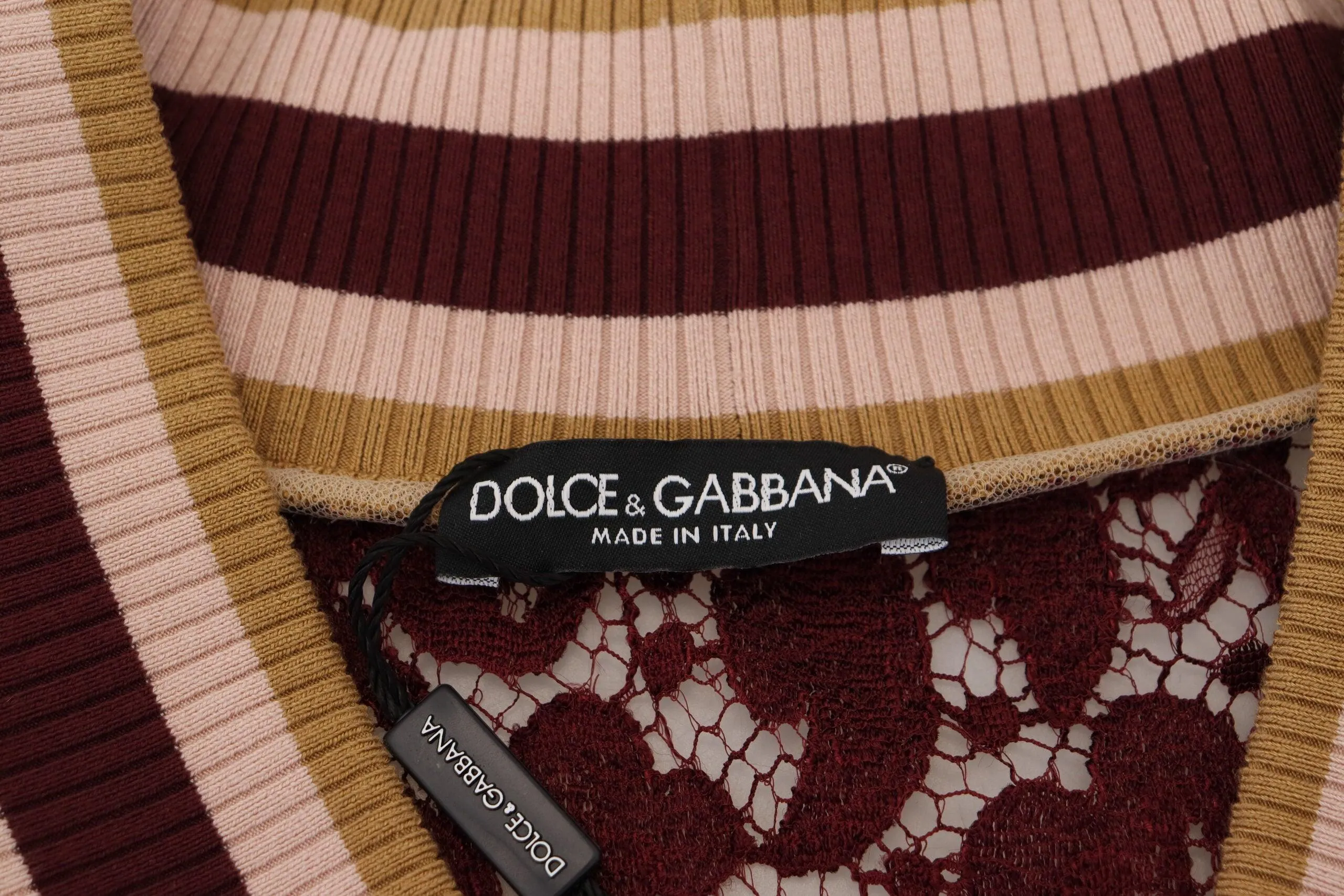 Dolce & Gabbana Multicolor Lace V-neck Pullover Sweater