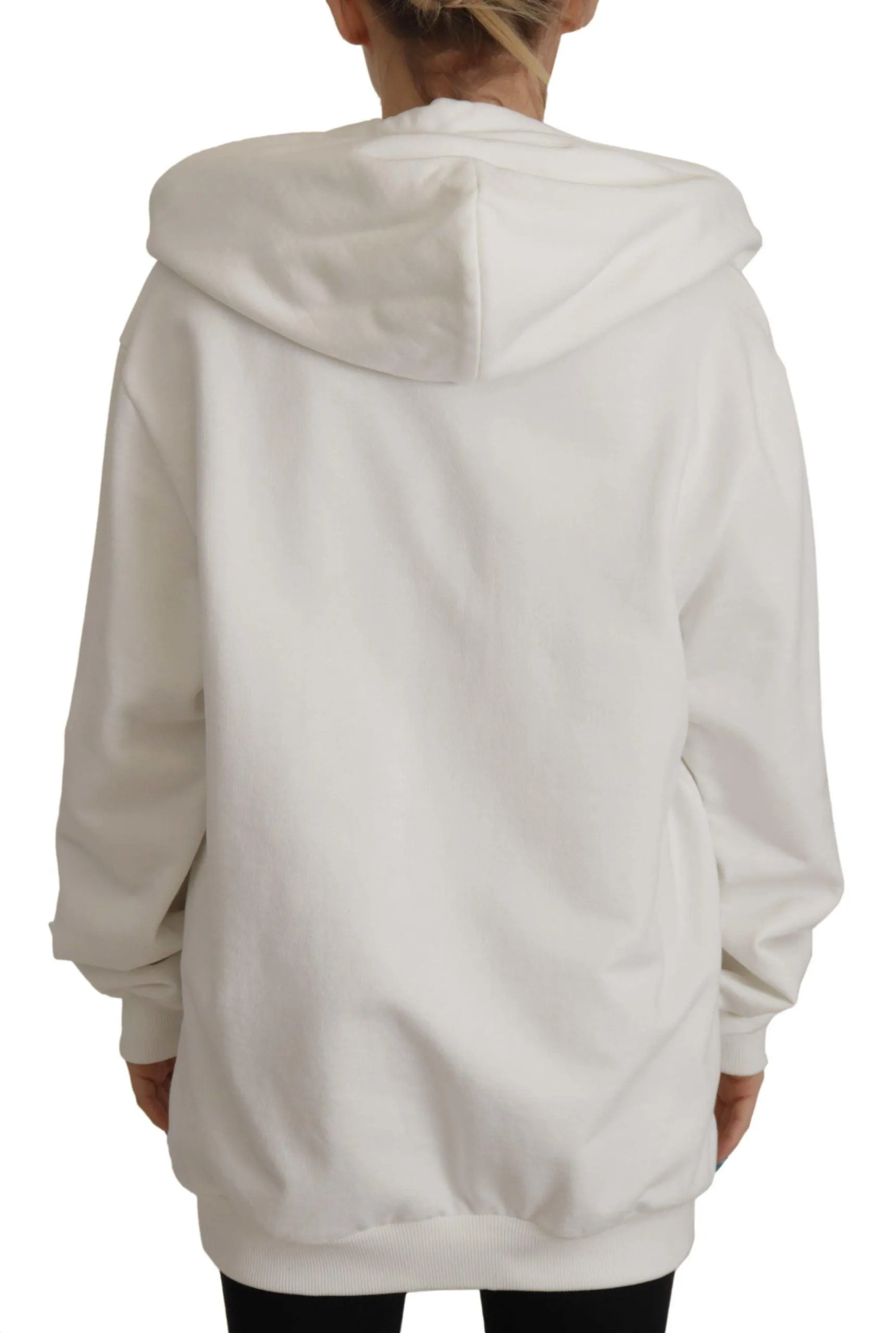 Dolce & Gabbana White Hoodie Pullover Embroidered Sweater