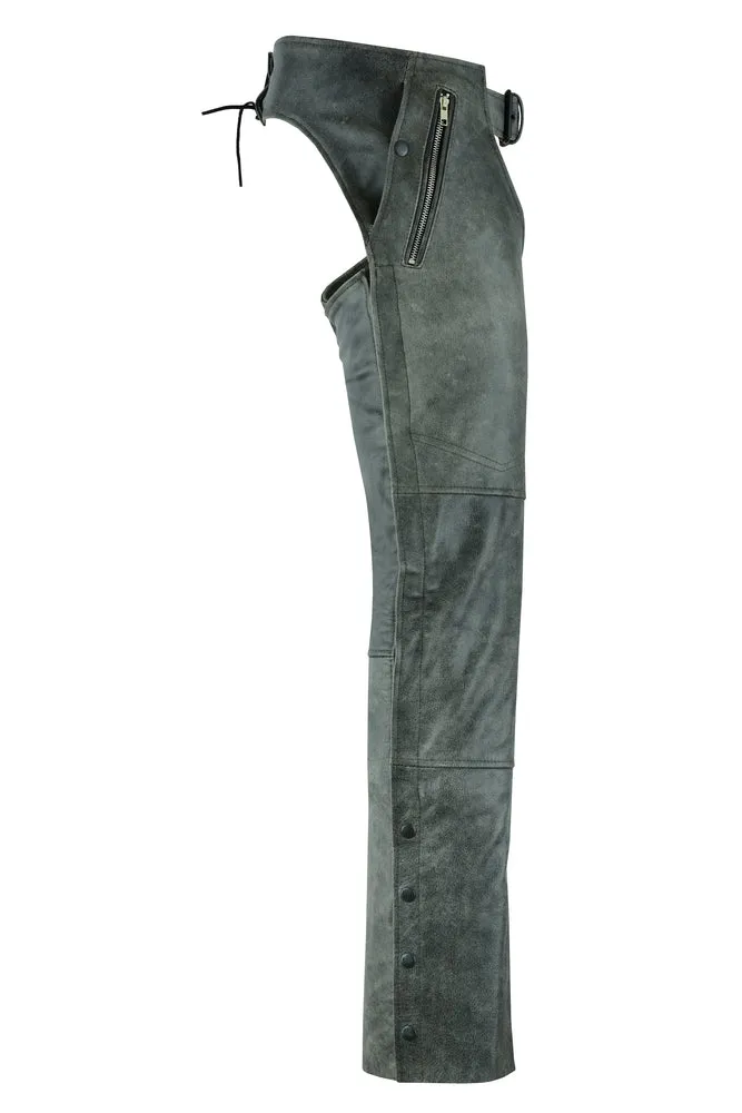 DS413 Unisex Double Deep Pocket Thermal Lined Chaps - GRAY