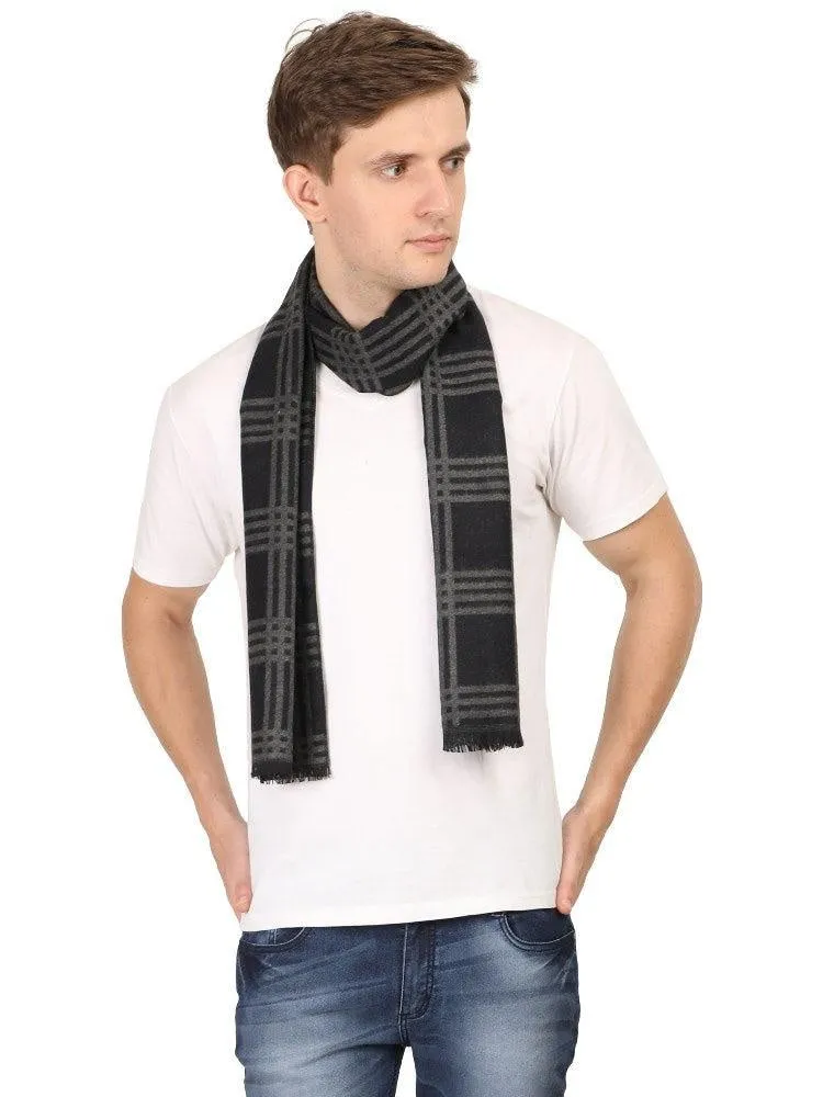 FabSeasons Black Chex Men's Casual Checkered Acrylic Woolen Muffler, Scarf