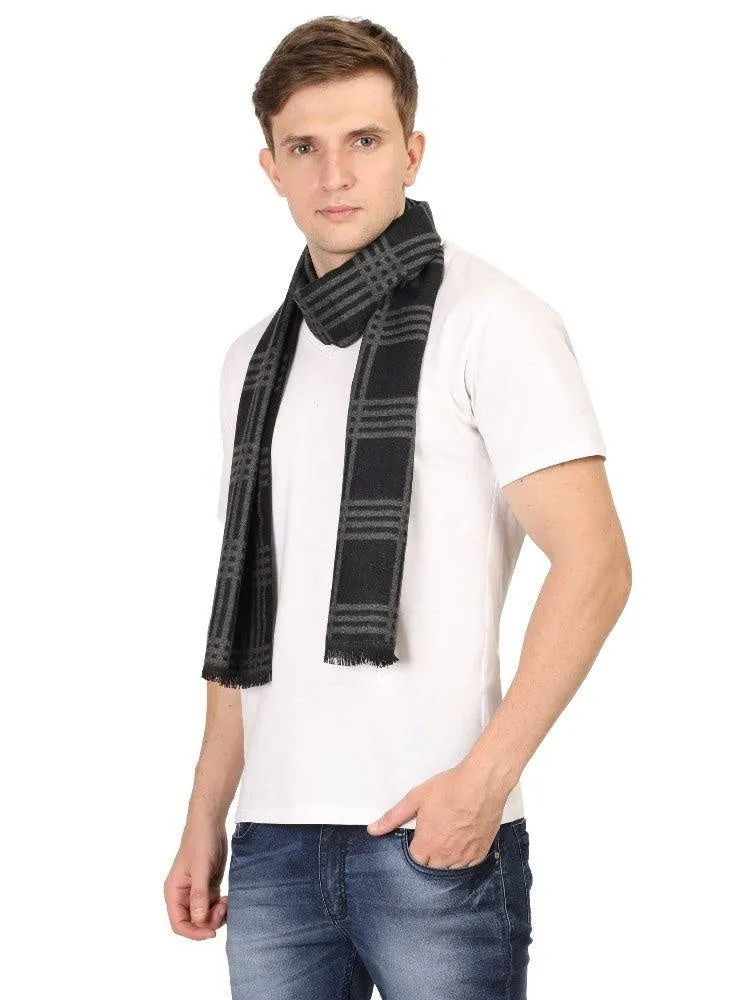 FabSeasons Black Chex Men's Casual Checkered Acrylic Woolen Muffler, Scarf