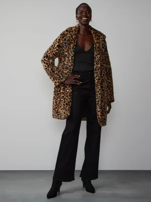 Faux Fur Leopard Print Coat