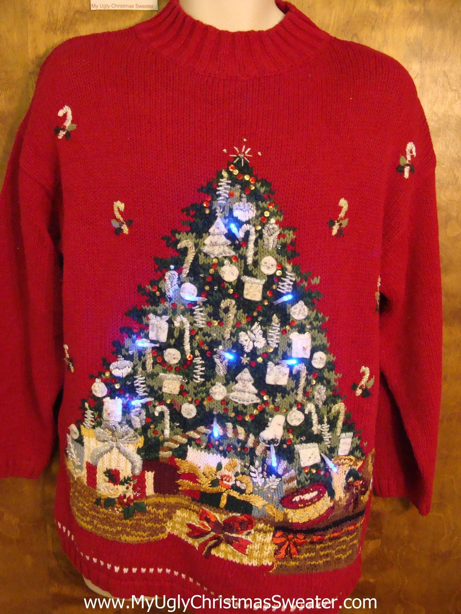 Huge Bright Tree Light Up Ugly Xmas Sweater