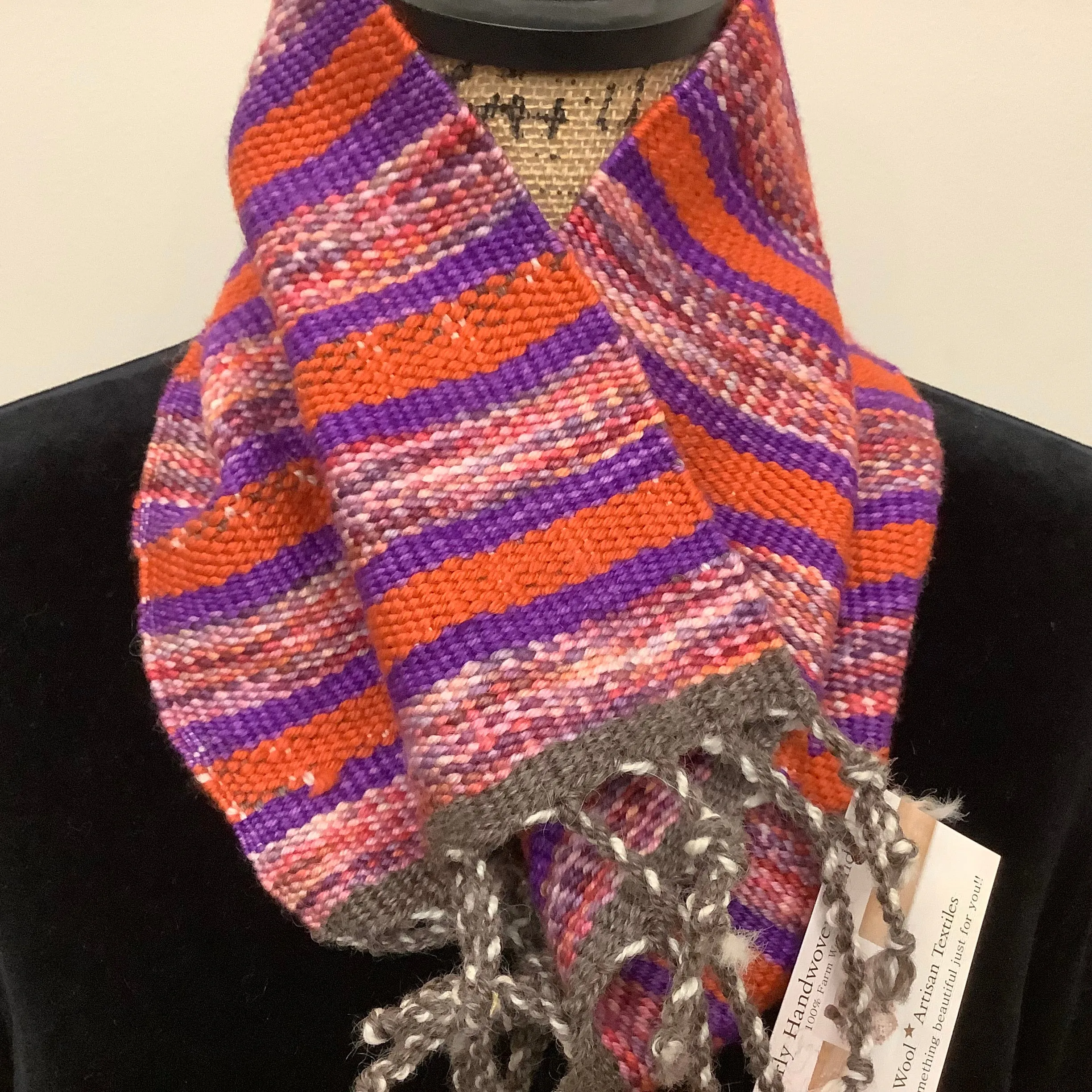 “Jamie” Wool & Alpaca Scarf Orange & Purple