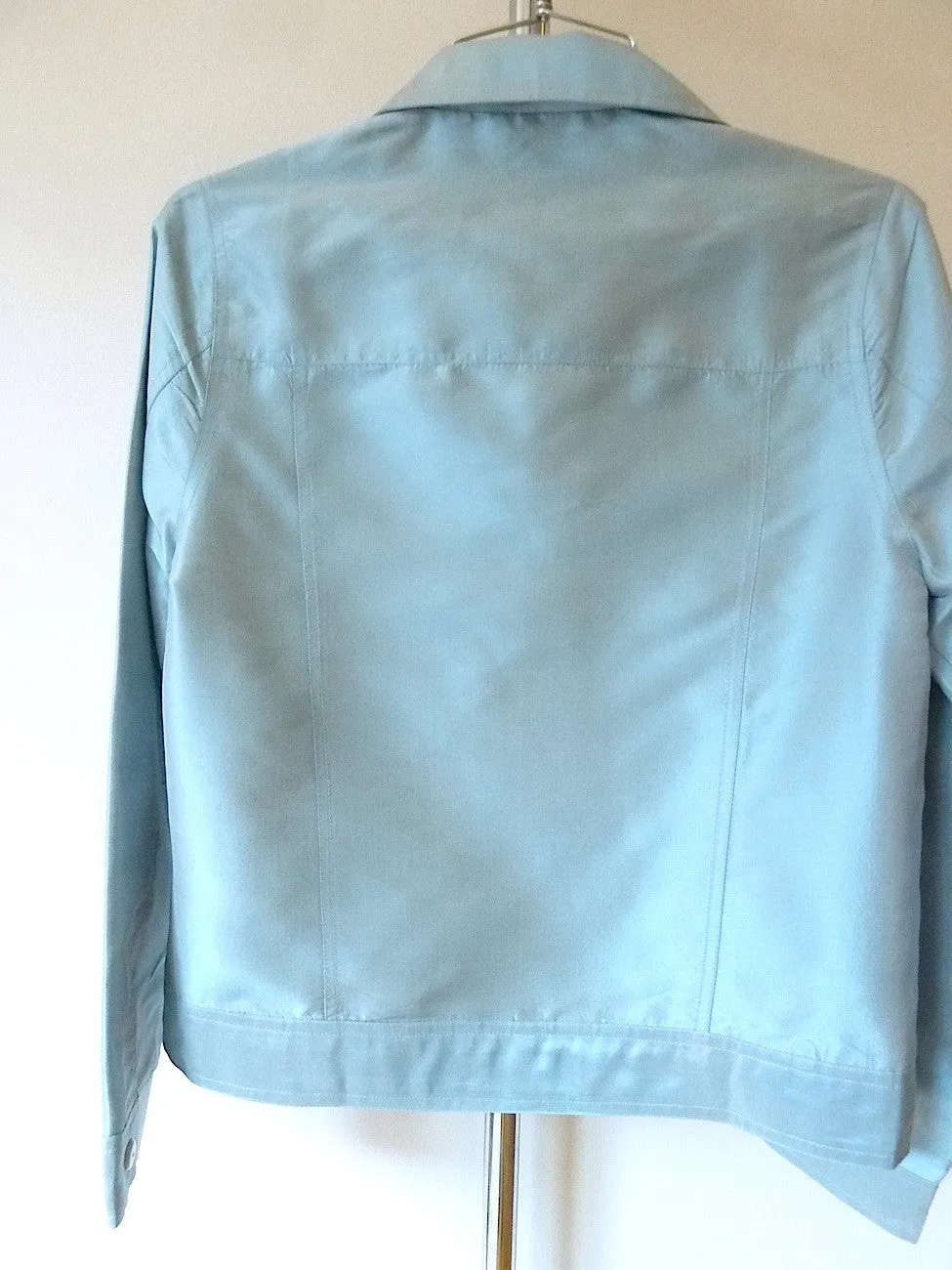 Jean Jacket Thai Silk And Mother Of Pearl Baby Blue Champagne