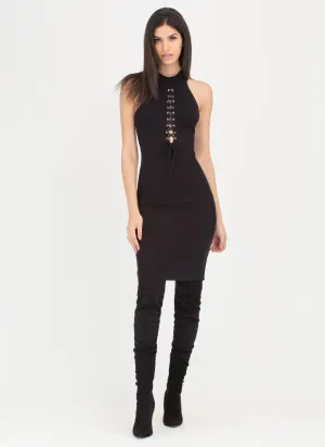 Just A Hint Lace-Up Bodycon Dress