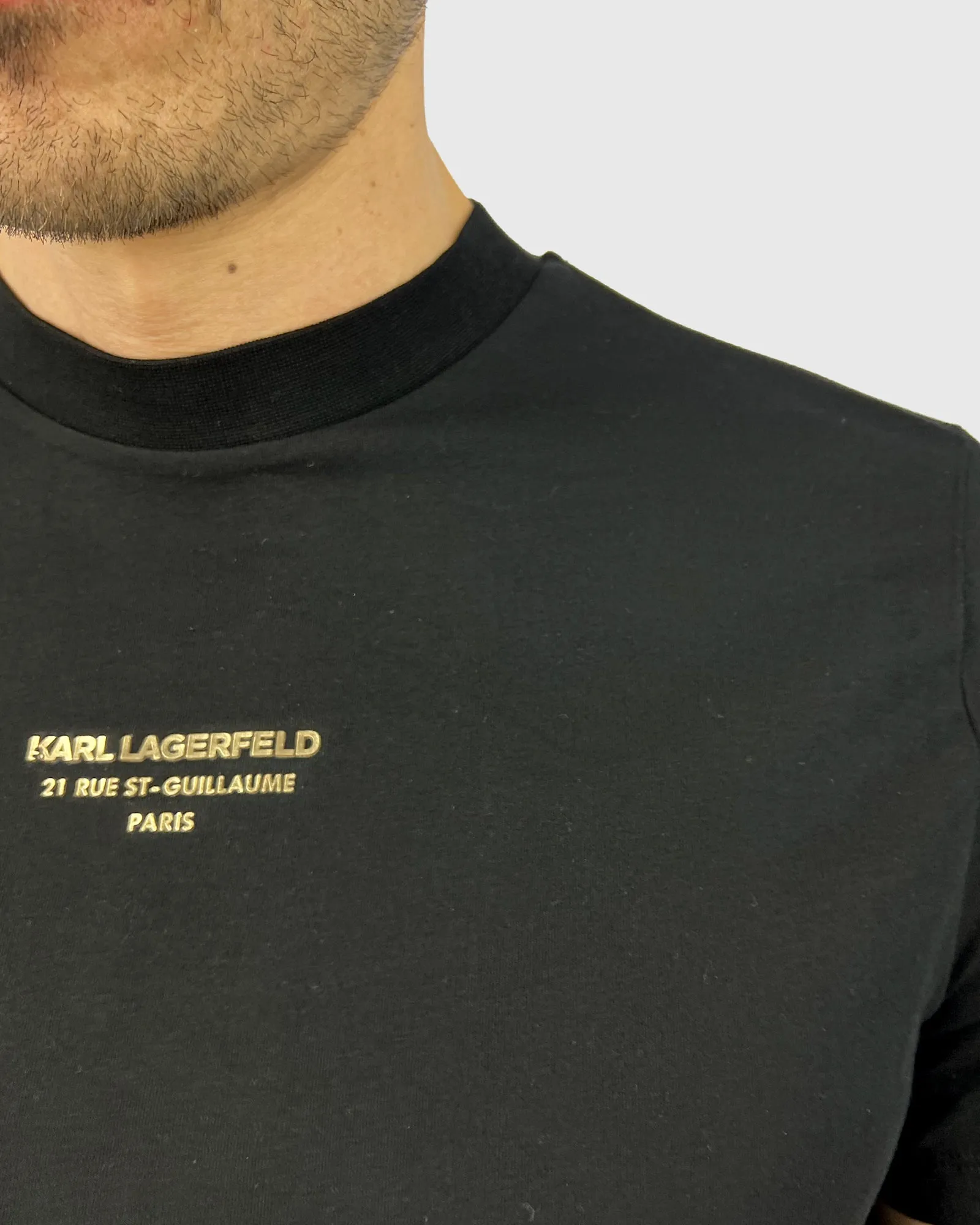 KARL LAGERFELD 755059 SS BLACK CREW T-SHIRT