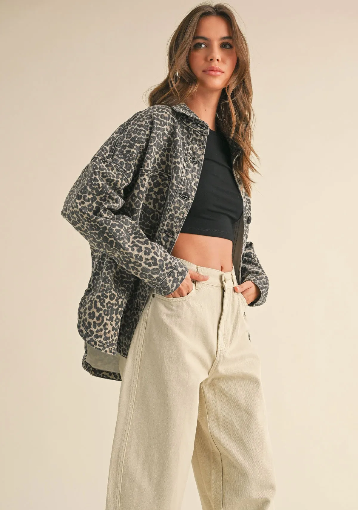 Leopard Print Stretch Shacket