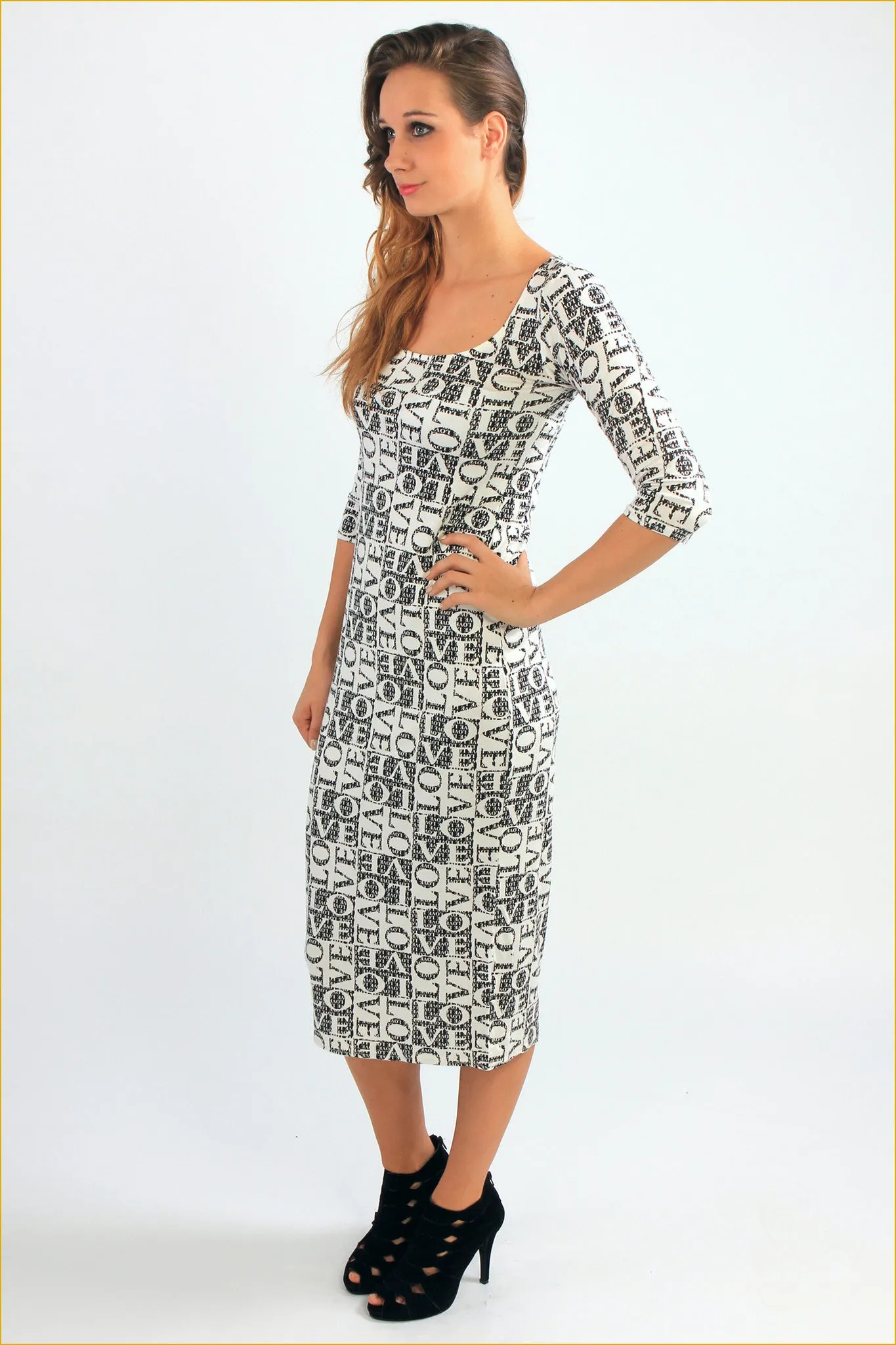 Love Print Midi Dress