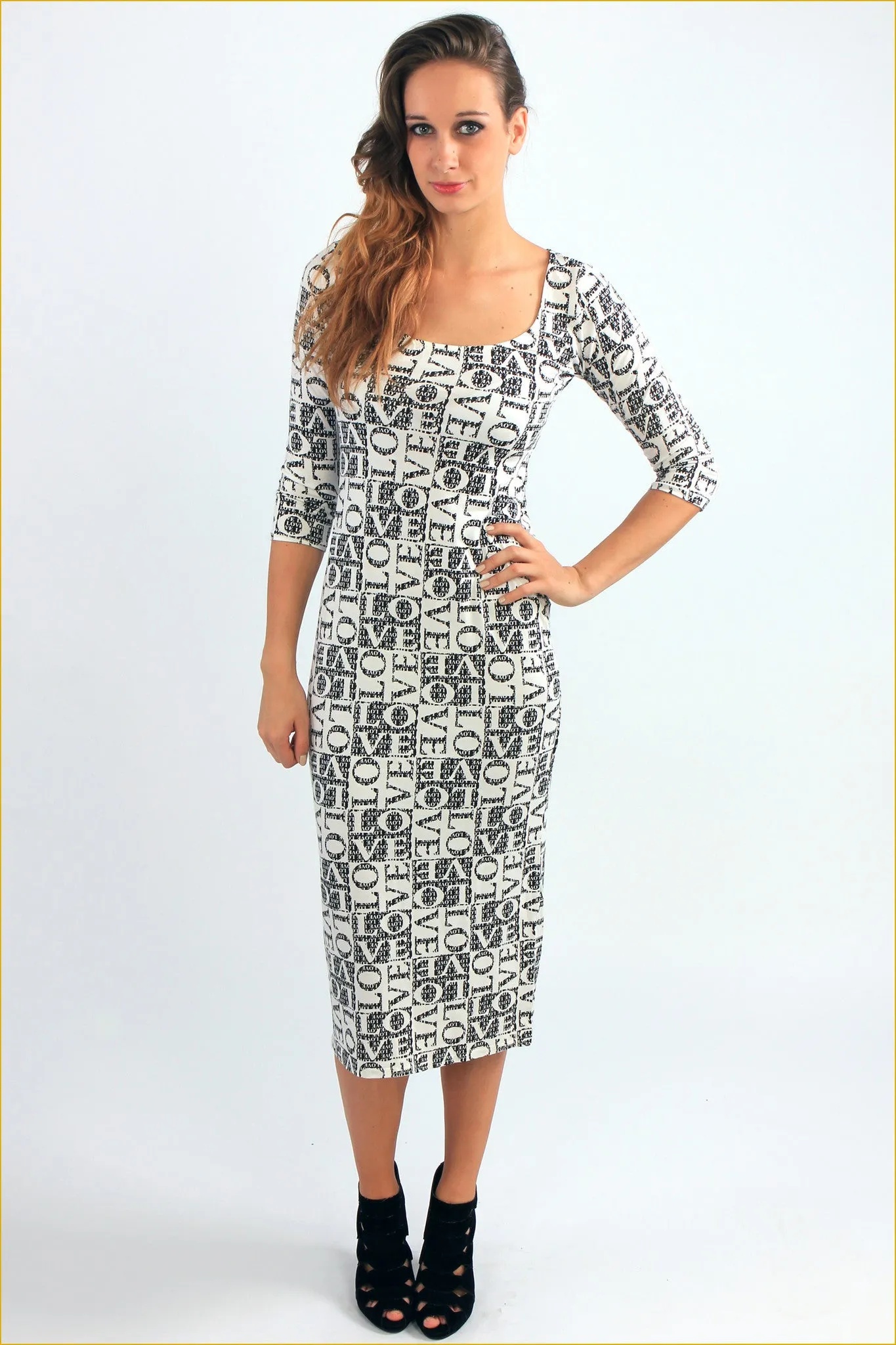 Love Print Midi Dress