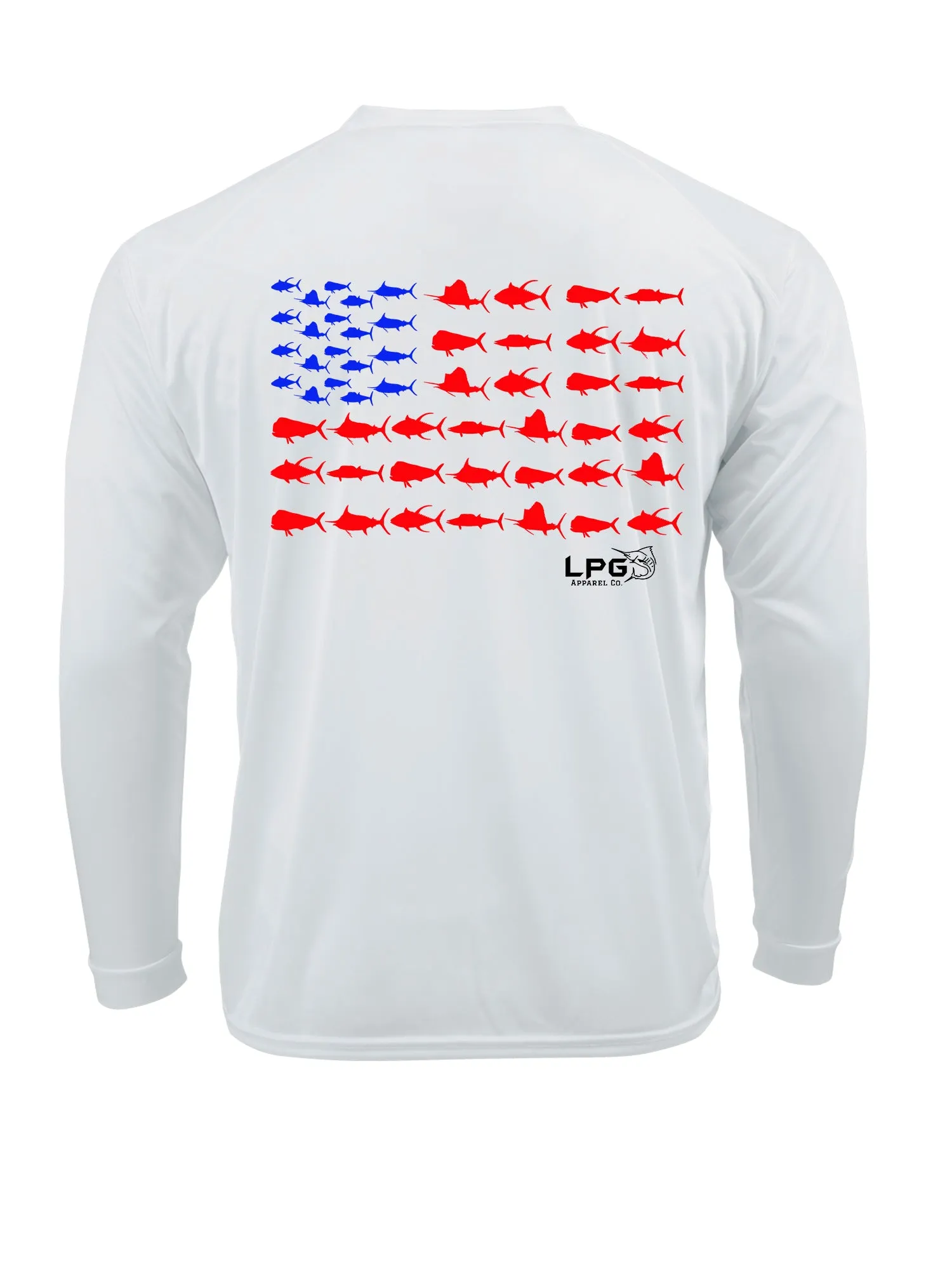 LPG Americano Patriotic Big Game Fish Edition Long Sleeve Performance UPF 50   T-Shirt