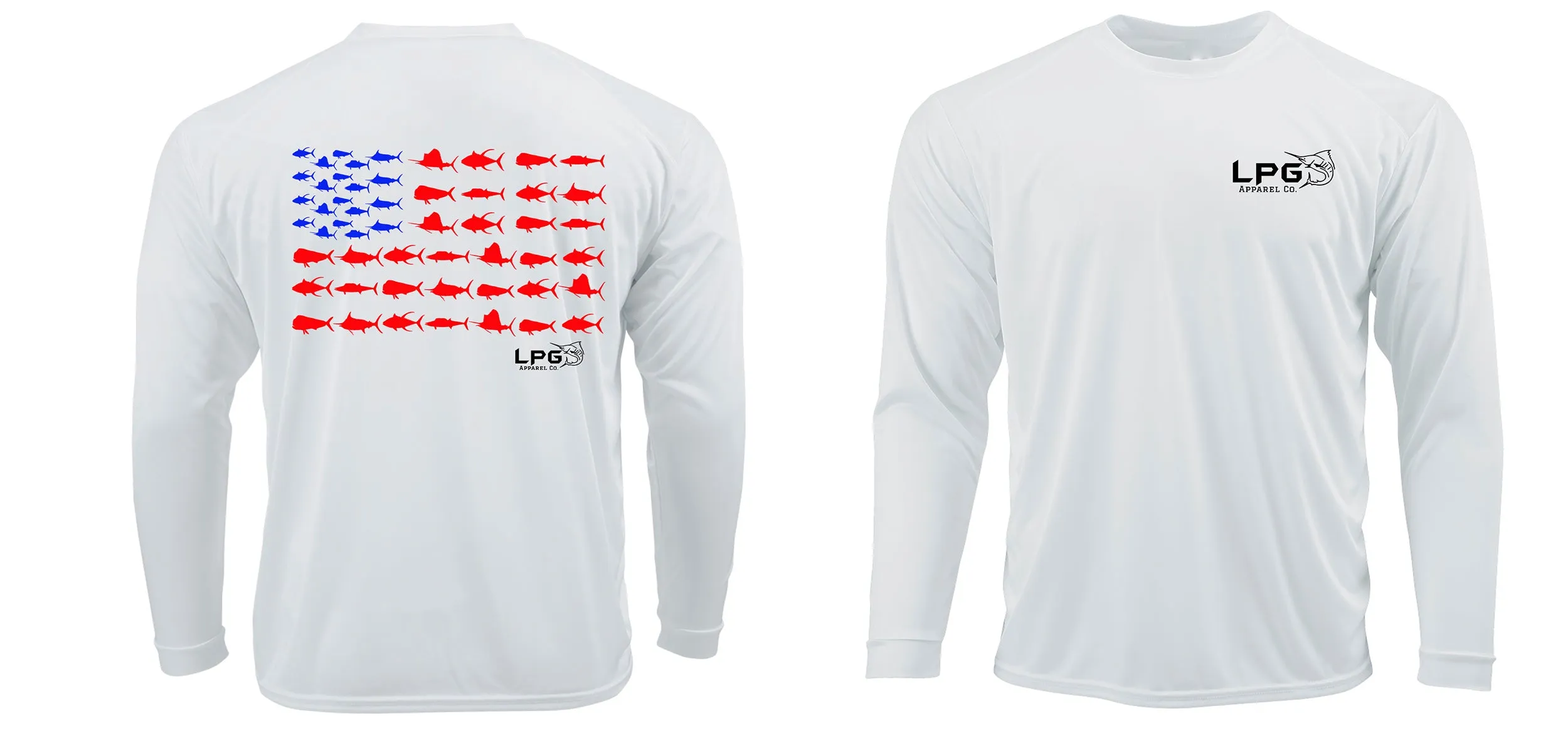 LPG Americano Patriotic Big Game Fish Edition Long Sleeve Performance UPF 50   T-Shirt