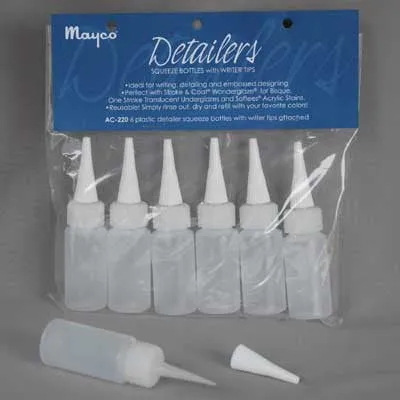 Mayco AC220 Detailer Squeeze Bottles with Tapered Plastic Tips, Pkg of 6