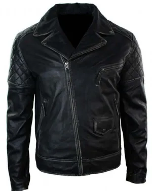 Mens Motorcycle Brando Black Bikers Punk Vintage Style Leather Jacket side