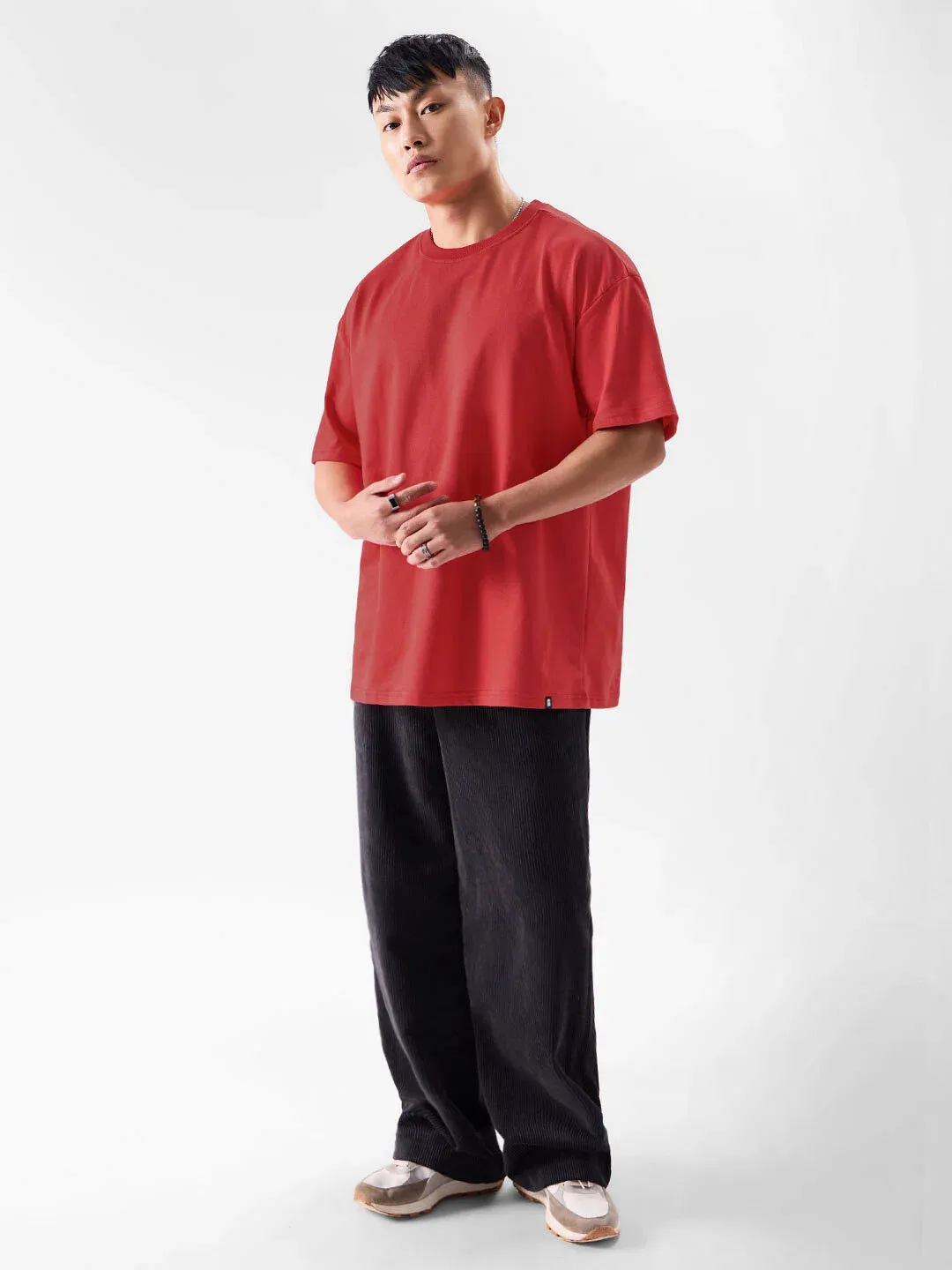 Men's Red Oversized T-shirt (printed)