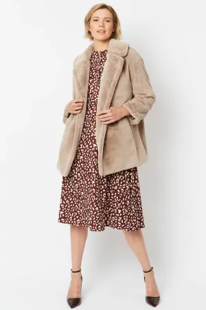 Mocha Faux Fur Midi Coat