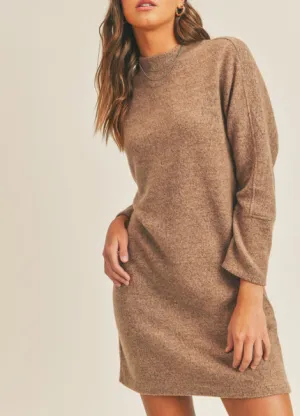 Mock Neck Tawny Sweater Dress