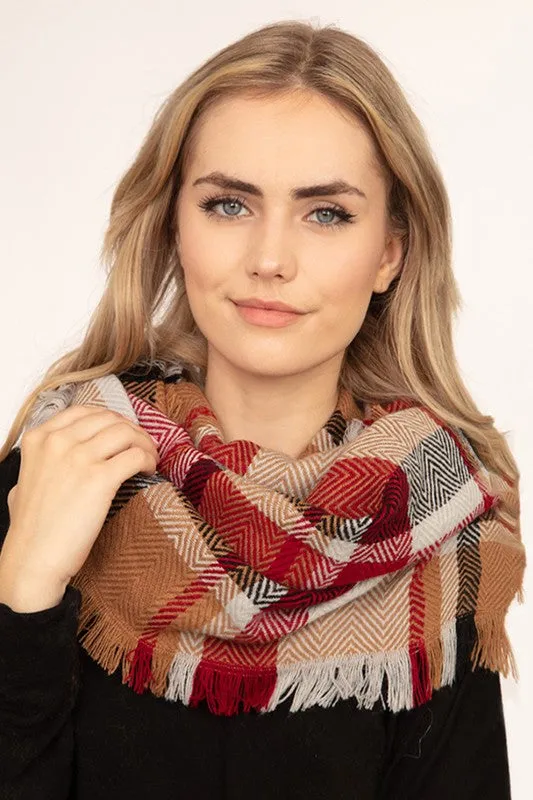 Multicolor Plaid Infinity Scarf - Various Colors