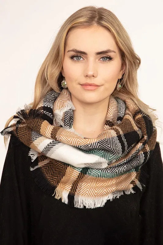 Multicolor Plaid Infinity Scarf - Various Colors