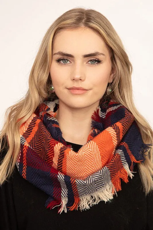 Multicolor Plaid Infinity Scarf - Various Colors