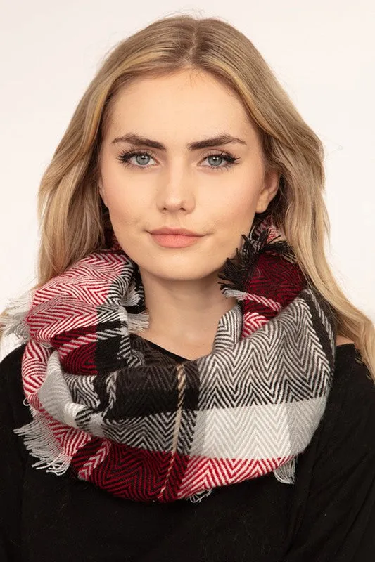 Multicolor Plaid Infinity Scarf - Various Colors