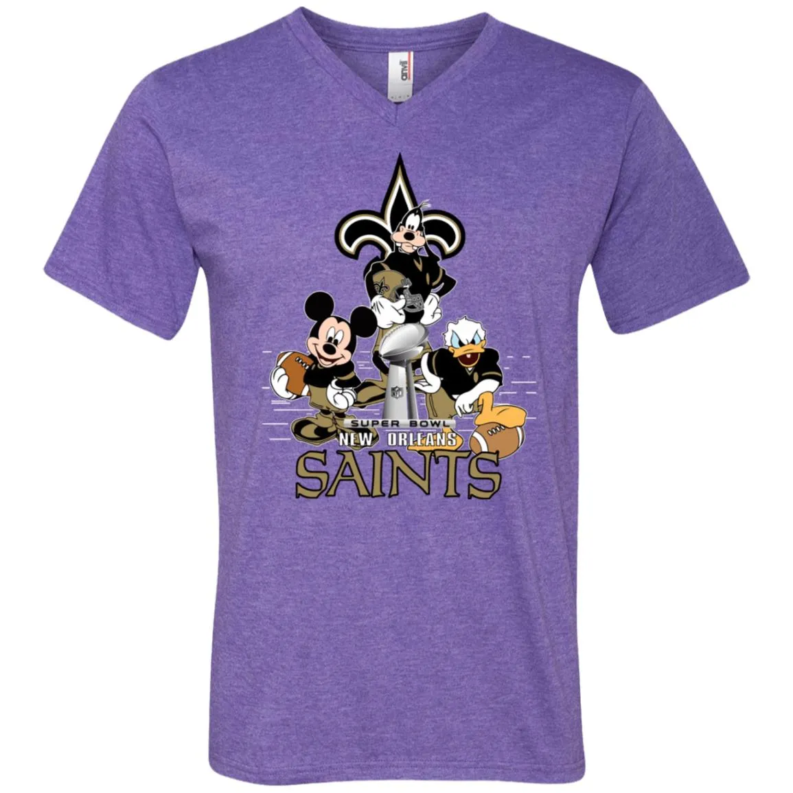 Nfl – New Orleans Saints Donald Duck Goofy Mickey Mouse Super Bowl 2019 Football Men V-Neck T-Shirt