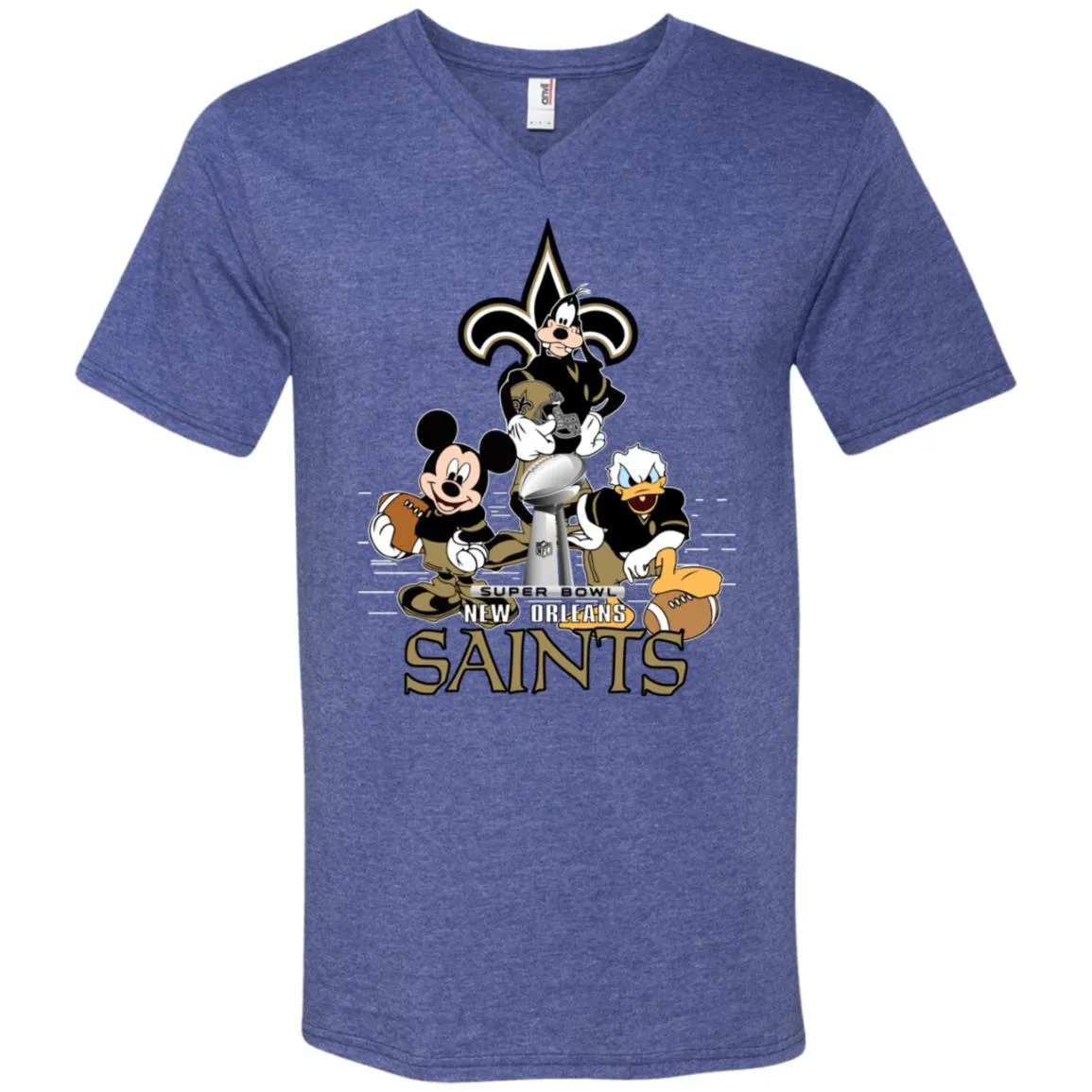 Nfl – New Orleans Saints Donald Duck Goofy Mickey Mouse Super Bowl 2019 Football Men V-Neck T-Shirt