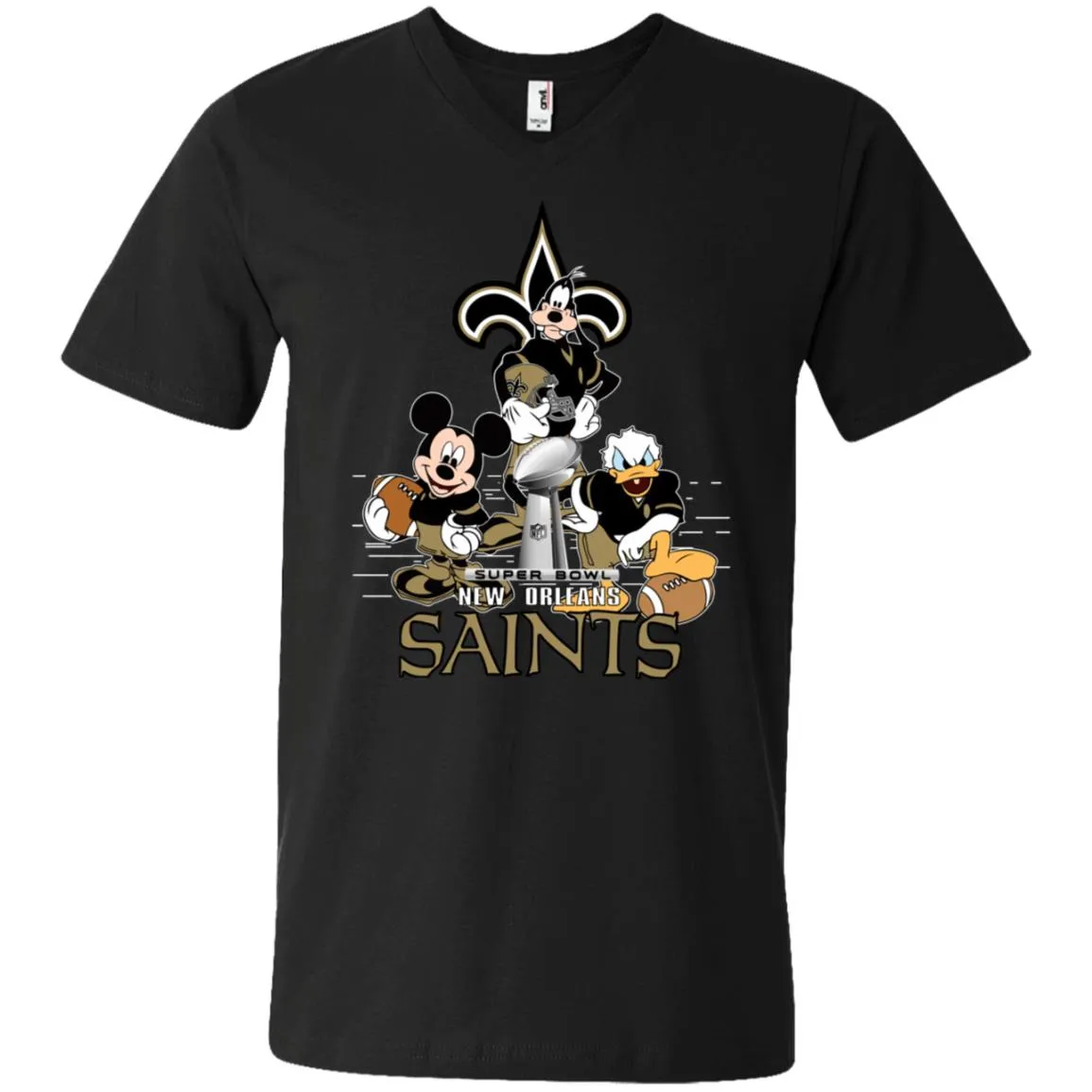 Nfl – New Orleans Saints Donald Duck Goofy Mickey Mouse Super Bowl 2019 Football Men V-Neck T-Shirt