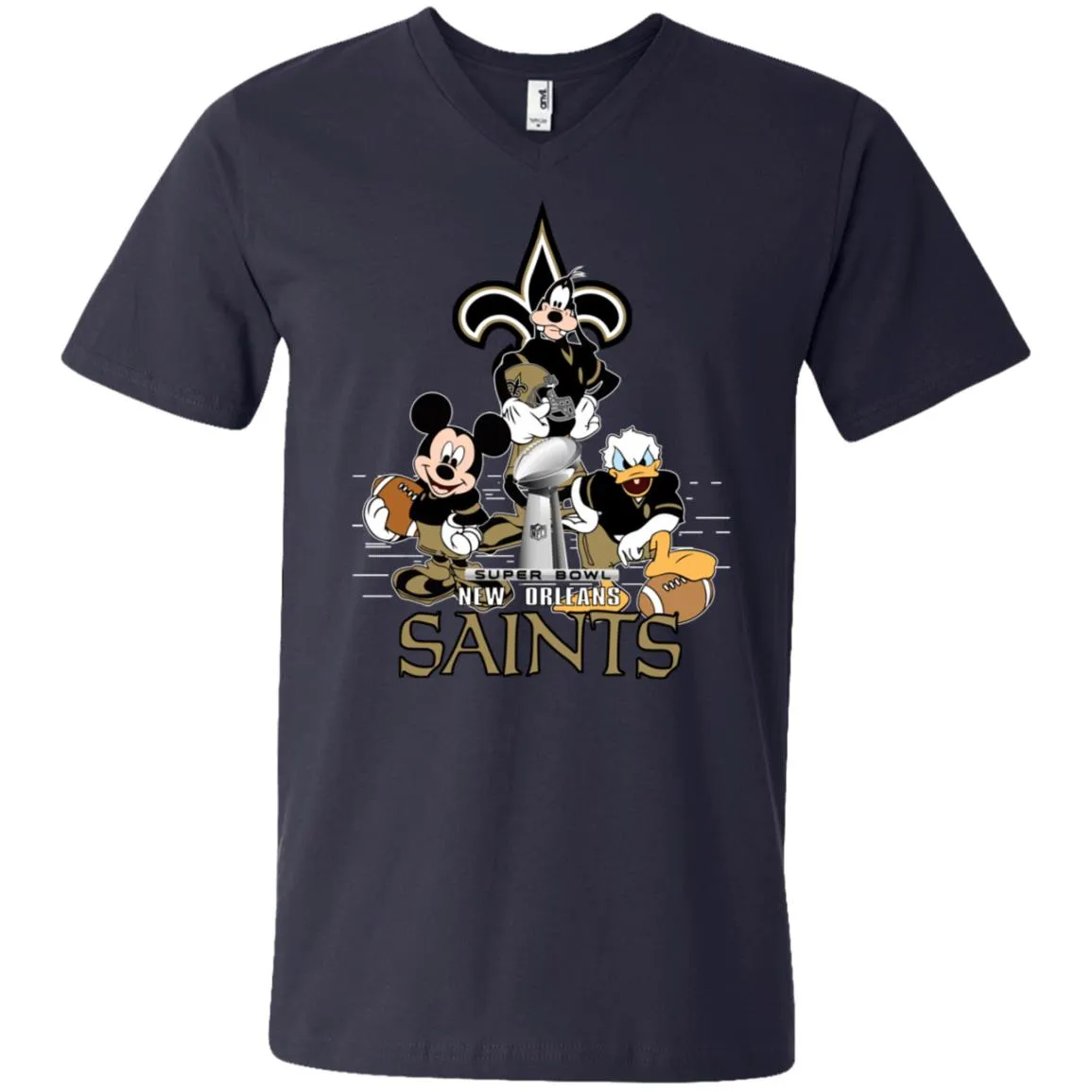 Nfl – New Orleans Saints Donald Duck Goofy Mickey Mouse Super Bowl 2019 Football Men V-Neck T-Shirt