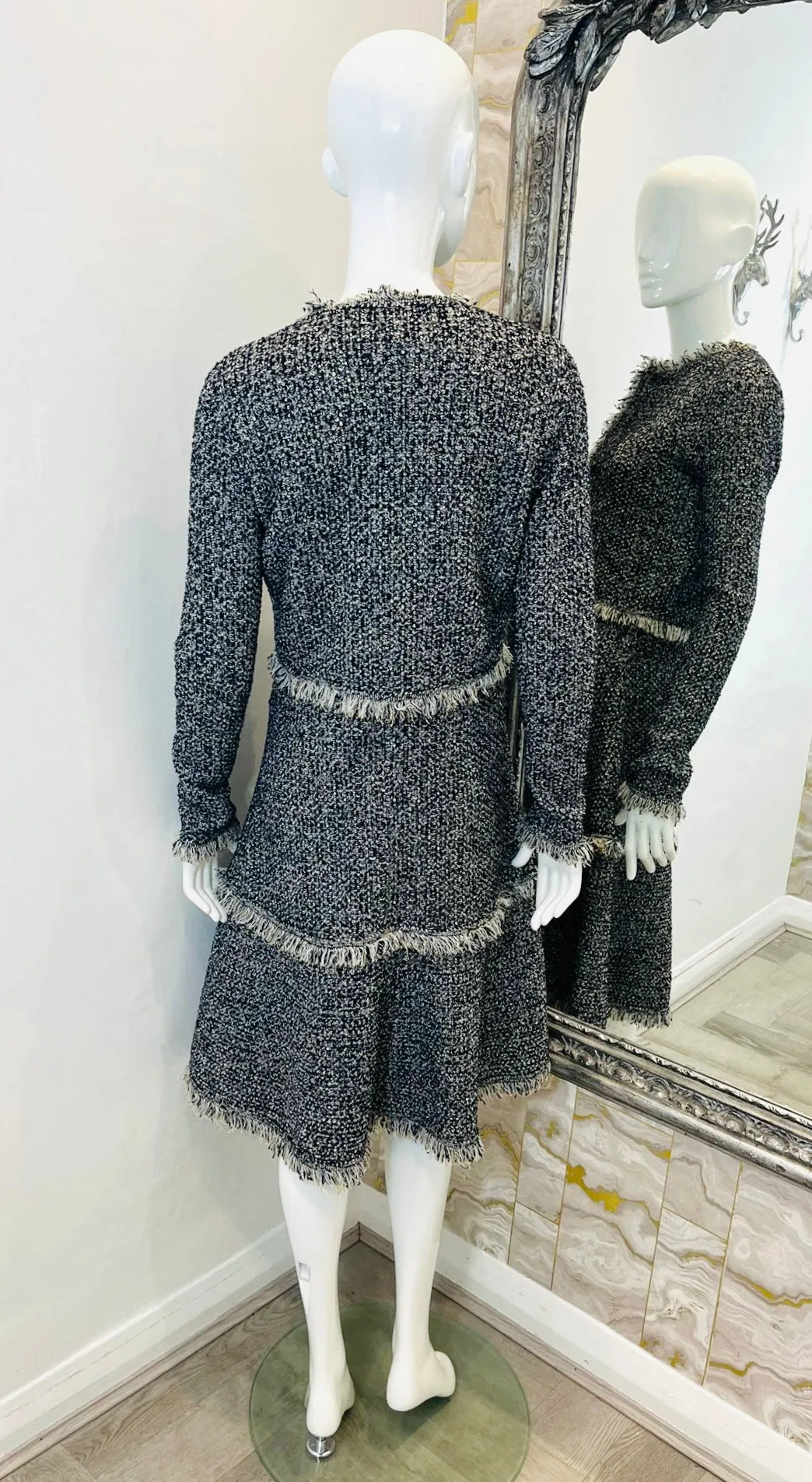 Oscar De La Renta Wool Dress & Jacket Two-Piece Set. Size S/M