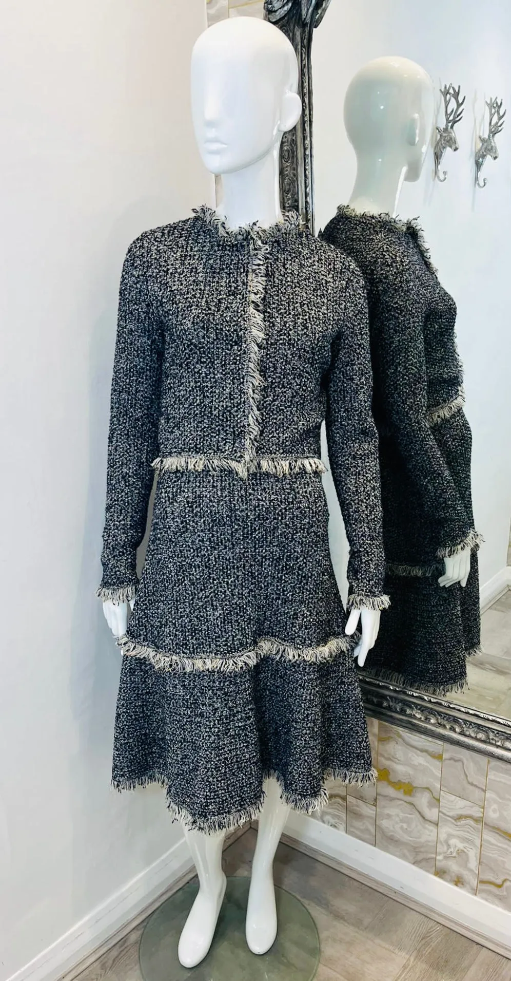 Oscar De La Renta Wool Dress & Jacket Two-Piece Set. Size S/M