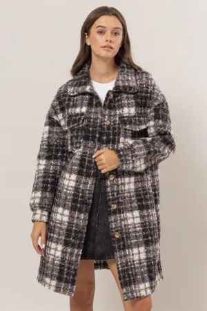 Paisley Plaid Button Down Longline Shacket