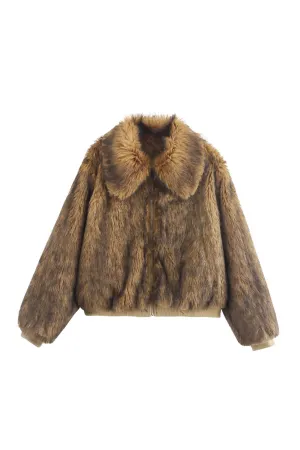 'Pamela' Stylish Cropped Faux Fur Coat